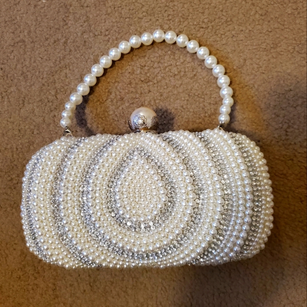 Rhinstone pearl clutch